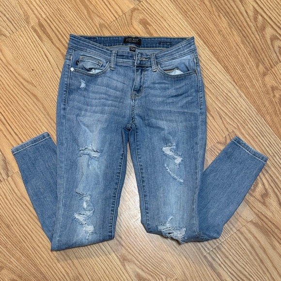 Judy Blue Denim - Judy Blue Light Blue Distressed Skinny Jeans